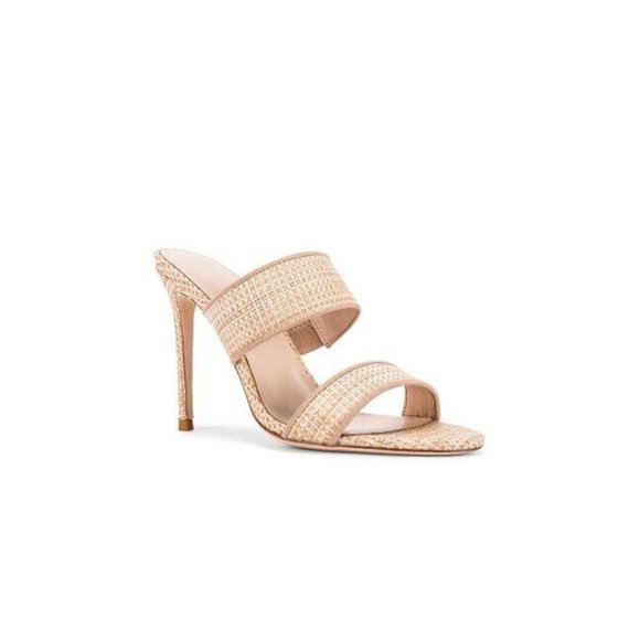 House of Harlow 1960 X REVOLVE Lane Heels Natural Straw Beige Pumps - Picture 2 of 8